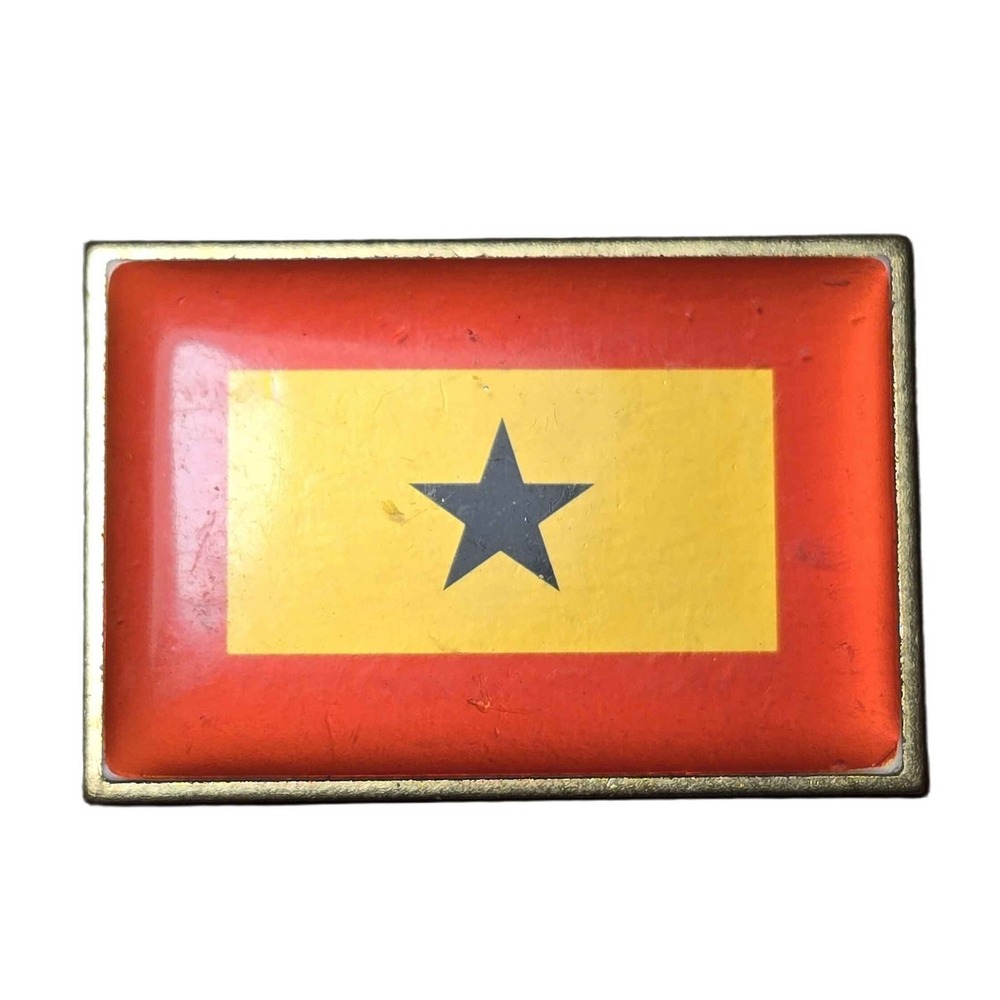 Red And Yellow Flag With Black Star Lapel Vest Hat Pin K16